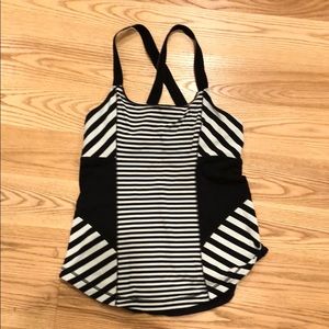 Soft + Stretchy Lulemon Teal Striped Work Out Top